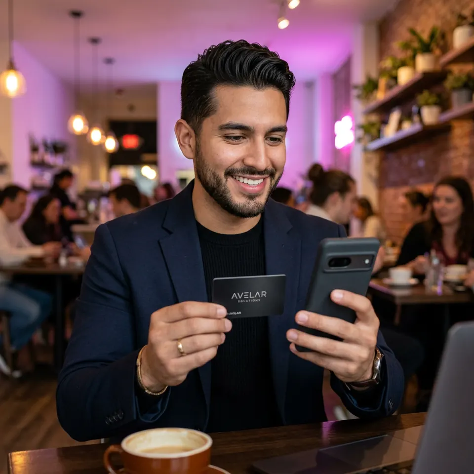 Man sharing his Tapn NFC business card